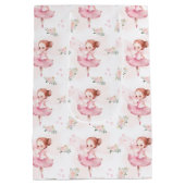 Pastel roze ballerina verjaardagspapier geschenkza medium cadeauzakje (Achterkant)