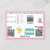 Pastel Roze Bedrijfsfoto's QR Codes 3.5 x 2.5 Visitekaartje (Achterkant)