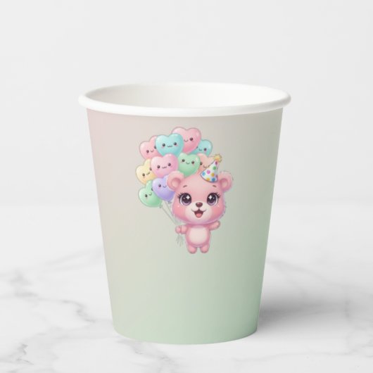 Pastel Roze Beer Baby shower Cups Papieren Bekers (Voorkant)