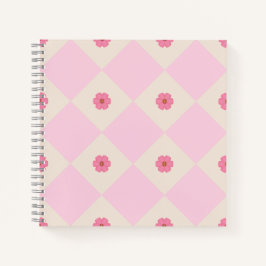 Pastel Roze & Beige Bloem Geometrisch Notitieboek