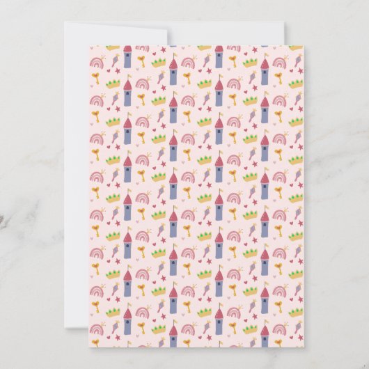 Pastel Roze Betoverd Kasteel Harten & Sterren Fees Kaart (Achterkant)