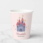 Pastel roze betoverde kasteel harten & sterren fee papieren bekers (Voorkant)
