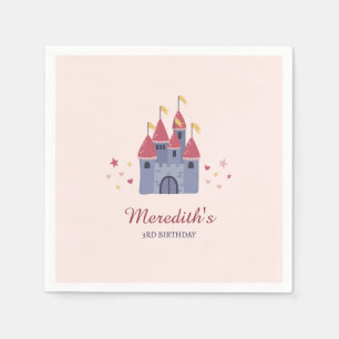 Pastel roze betoverde kasteel harten & sterren fee servet