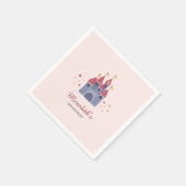 Pastel roze betoverde kasteel harten & sterren fee servet (Hoek)