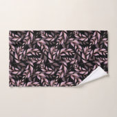 Pastel roze bladeren en zwart patroon bad handdoek (Handdoek)
