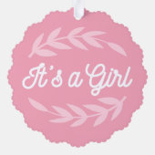Pastel Roze bladeren - Het is een meisje Ornament Kaart (Achterkant)