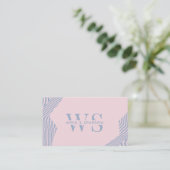 Pastel Roze & Blauw Abstract Trendy Monogram Moder Visitekaartje (Staand voorkant)