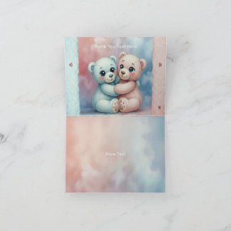 Pastel Roze & Blauw Bedankkaart