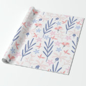 Pastel Roze Blauw Bloemen Baby shower Cadeaupapier (Uitgerold)