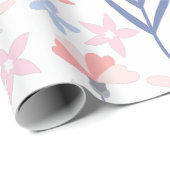 Pastel Roze Blauw Bloemen Baby shower Cadeaupapier (Rol Hoek)