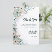 Pastel Roze Blauw Bloemen Bruiloft Papier Quilling Bedankkaart (Staand voorkant)