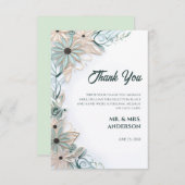 Pastel Roze Blauw Bloemen Bruiloft Papier Quilling Bedankkaart (Voorkant / Achterkant)