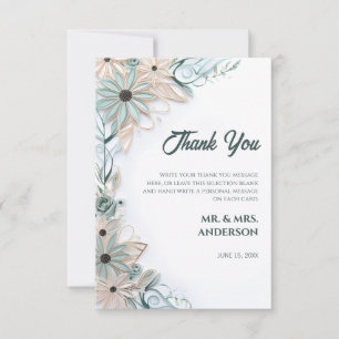 Pastel Roze Blauw Bloemen Bruiloft Papier Quilling Bedankkaart