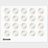 Pastel Roze Blauw Bloemen Waterverven Dank u Ronde Sticker (Vel)