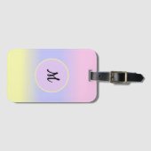 Pastel Roze Blauw en Geel met Monogram Bagagelabel (Voorkant (horizontaal))