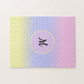Pastel Roze Blauw en Geel met Monogram Legpuzzel (Horizontaal)