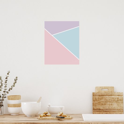 Pastel roze, blauw en Paars geometrisch Poster (Keuken)