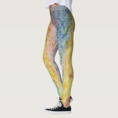 Pastel roze blauw geel getextureerd modern Abstrac Leggings (Links)
