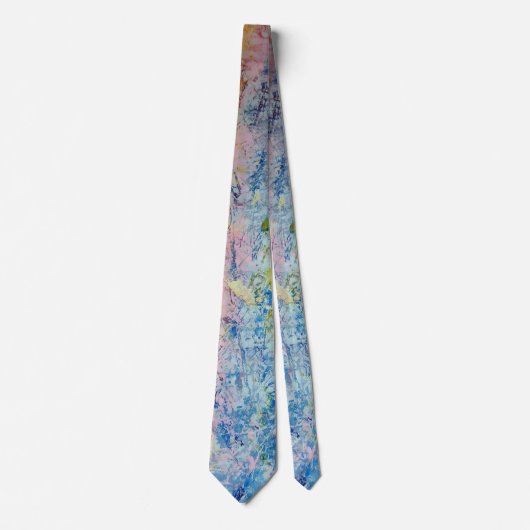 Pastel roze blauw geel getextureerd modern Abstrac Stropdas (Voorkant)