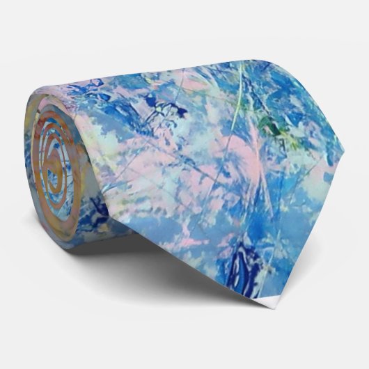 Pastel roze blauw geel getextureerd modern Abstrac Stropdas (Opgerold)