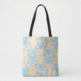 PASTEL ROZE BLAUW GEEL GROEN GEOMETRISCHE VORMEN TOTE BAG
