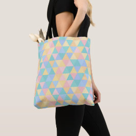 PASTEL ROZE BLAUW GEEL GROEN GEOMETRISCHE VORMEN TOTE BAG