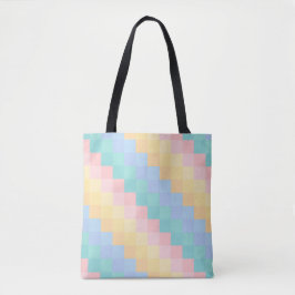 PASTEL ROZE BLAUW GEEL GROEN GEOMETRISCHE VORMEN TOTE BAG