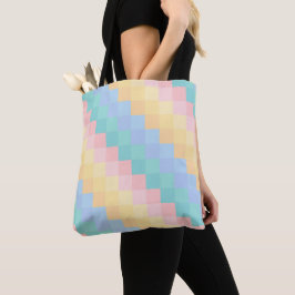 PASTEL ROZE BLAUW GEEL GROEN GEOMETRISCHE VORMEN TOTE BAG