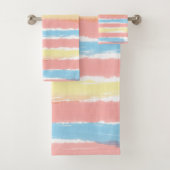 Pastel roze blauw geel Waterverf strepen Bad Handdoek (Insitu)
