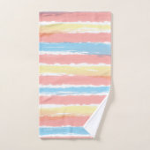 Pastel roze blauw geel Waterverf strepen Bad Handdoek (Handdoek)