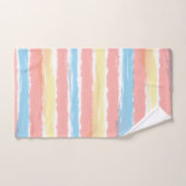 Pastel roze blauw geel Waterverf strepen Bad Handdoek (Handdoek)