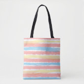 Pastel roze blauw geel Waterverf strepen Tote Bag (Voorkant)
