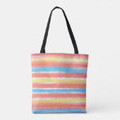 Pastel roze blauw geel Waterverf strepen Tote Bag (Achterkant)