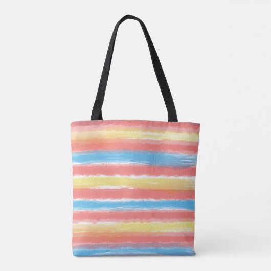 Pastel roze blauw geel Waterverf strepen Tote Bag (Achterkant)
