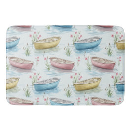 PASTEL ROZE BLAUW GELE ROEIBOOTJES OP HET WATER BADMAT