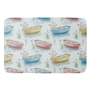 PASTEL ROZE BLAUW GELE ROEIBOOTJES OP HET WATER BADMAT