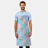 Pastel Roze Blauw Geruit Dango All-Over Schort (Gedragen)