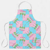 Pastel Roze Blauw Geruit Dango All-Over Schort (Voorkant)