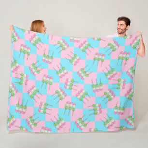 Pastel Roze Blauw Geruit Dango Fleece Deken