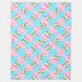Pastel Roze Blauw Geruit Dango Fleece Deken (Voorkant)