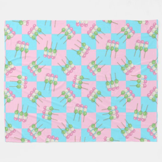 Pastel Roze Blauw Geruit Dango Fleece Deken (Voorkant (Horizontaal))