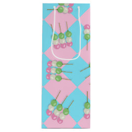 Pastel Roze Blauw Geruit Dango Fles Gift Bag Wijn Cadeautas