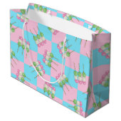 Pastel Roze Blauw Geruit Dango Gift Bag Groot Cadeauzakje (Achterkant Gekanteld)