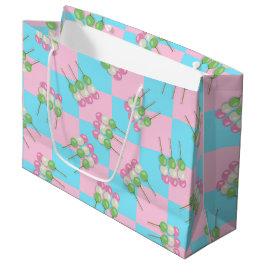 Pastel Roze Blauw Geruit Dango Gift Bag Groot Cadeauzakje
