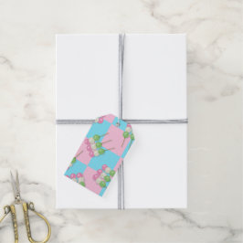 Pastel Roze Blauw Geruit Dango Gift Label Cadeaulabel