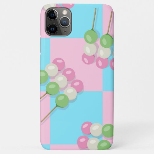 Pastel Roze Blauw Geruit Dango iPhone Case (Achterkant)
