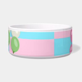Pastel Roze Blauw Geruit Dango Keramische Pet Bowl Voerbakje