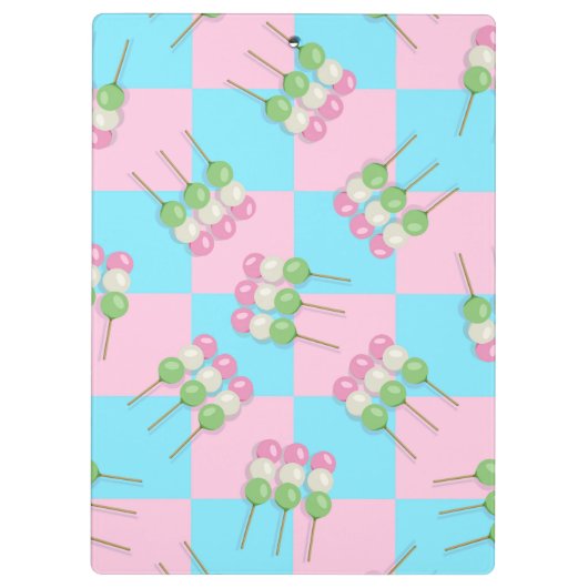 Pastel Roze Blauw Geruit Dango Klembord (Achterkant)