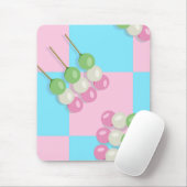 Pastel Roze Blauw Geruit Dango Mousepad Muismat (Met muis)