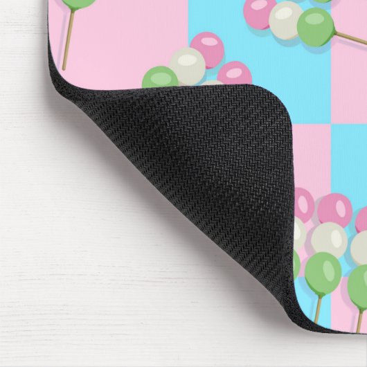Pastel Roze Blauw Geruit Dango Mousepad Muismat (Hoek)